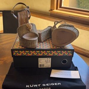 Kurt Geiger Sparkling Silver Platform Heels